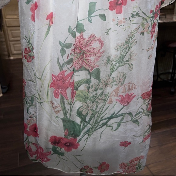 Luisa Ricci Italy 100% Silk Ivory Floral Sheer Off Shoulder Blouse Top S - Picture 9 of 12